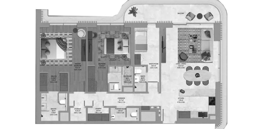 Yas Island、Abu Dhabi、UAEにあるマンション 2ベッドルーム、141.03 m2 No739713