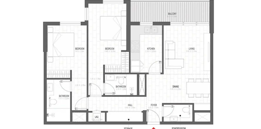 Apartmen di Olfah di Muwaileh Commercial, Sharjah, UAE 2 bilik tidur, 109.61 meter persegi № 714100