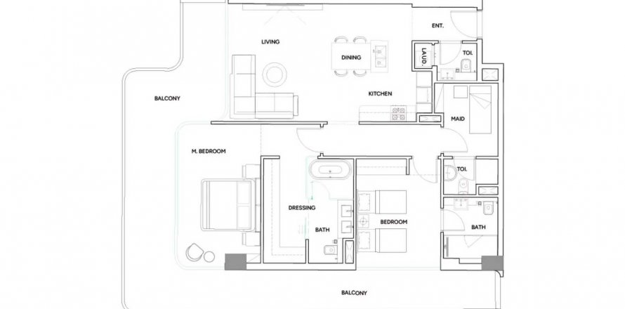 Wohnung in Dubai, VAE: 2 Schlafzimmer, 158.65 m2 Nr. 641207