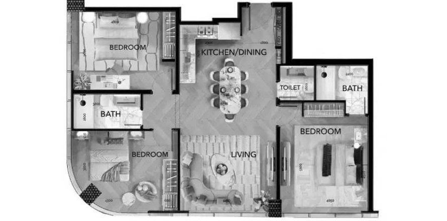 Apartment i Al Reem Island, Abu Dhabi, UAE 3 soveværelser, 204.39 kvm № 714865