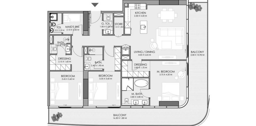 Dzīvoklis Do Hotels & Residences Dubaijā, AAE 3 istabas, 196.87 m2 Nr. 706296