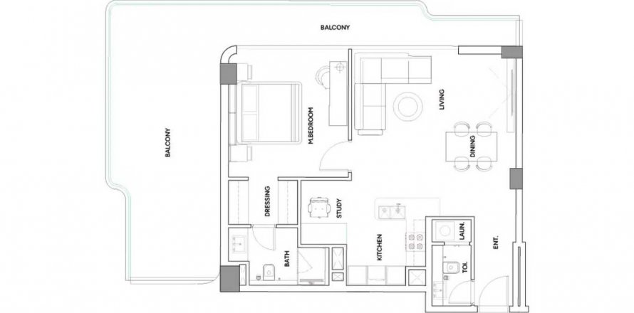 Apartment i Dubai, UAE 1 soveværelse, 110.58 kvm № 641204