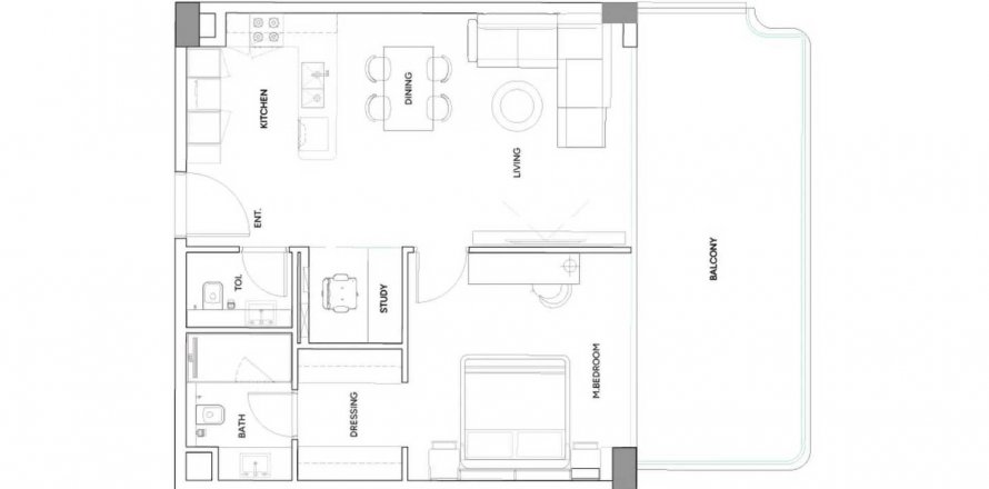 Apartment i Dubai, UAE 1 soveværelse, 93.5 kvm № 641203