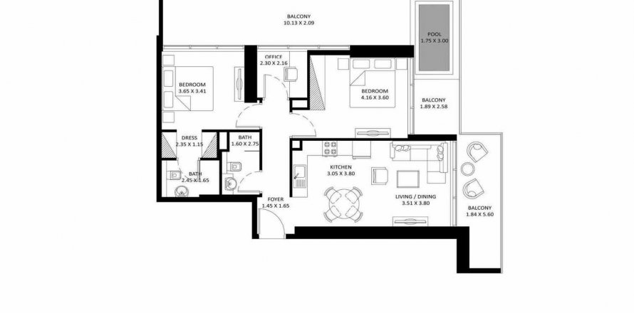 Apartment in ELITZ 3 in Jumeirah Village Circle, Dubai, UAE 2 bedrooms, 119.58 sq.m. № 320384