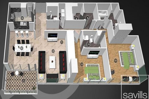 Jumeirah Beach Residence, Dubai, UAE의 임대용 아파트 침실 2개, 152제곱미터 번호 641054 - 사진 16
