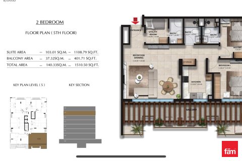 Byt v Dubai, SAE 2 ložnice, 140.3 m² Č.: 719593 - fotografie 14