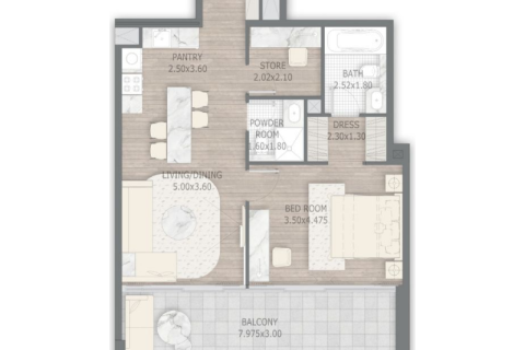 Apartamento para venda em Dubai, EAU 1 quarto, 43 m2 № 732612 - foto 2