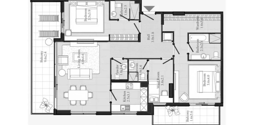 Apartment i Nadd Al Sheba, Dubai, UAE 2 soveværelser, 157.3 kvm № 708537