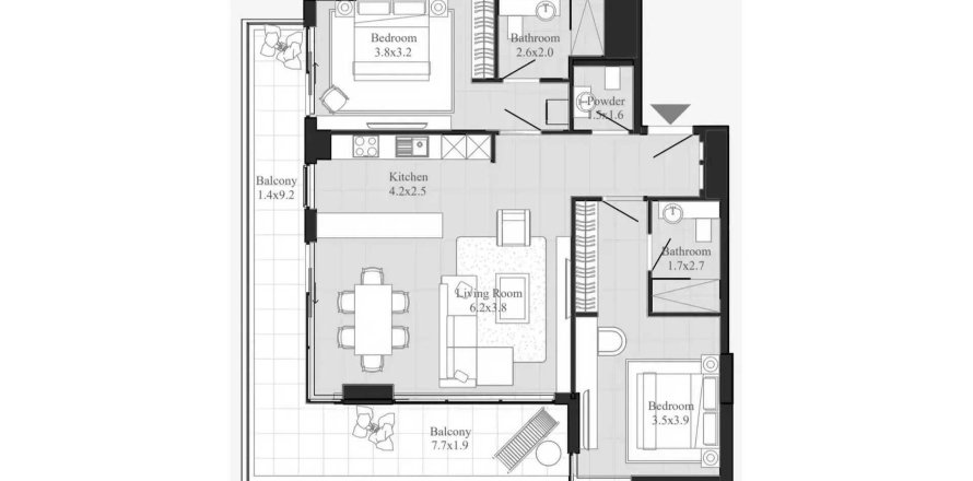 Apartment i Nadd Al Sheba, Dubai, UAE 2 soveværelser, 126.48 kvm № 708535