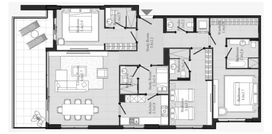 Apartment i Nadd Al Sheba, Dubai, UAE 3 soveværelser, 181.74 kvm № 708539