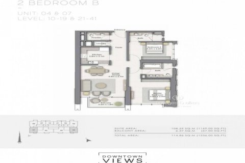 Пәтер Даунтаун Дубай (Даунтаун Бурдж Дубай), БАӘ-да 2 жатын бөлмелер, 113 м² № 679413 - фото 2