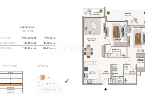 Byt v Meydan, Dubai, SAE 2 ložnice, 110 m² Č.: 634479 - fotografie 24