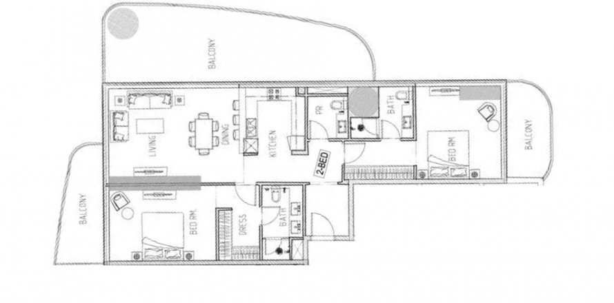 Byt v DAMAC BAY 2 v Dubai Harbour, SAE 2 ložnice, 161.3 m² Č.: 406776