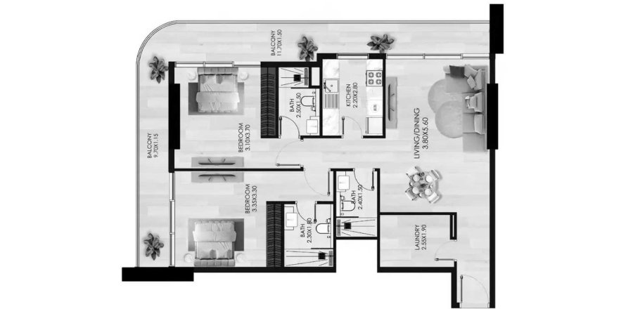 Apartamento en Dubai Sports City, Dubai, EAU 2 dormitorios, 116.16 m² № 709213