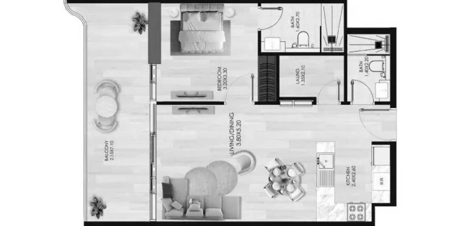 Appartement in Dubai Sports City, Dubai, VAE 1 slaapkamer, 71.3 vr.m. nr 709212
