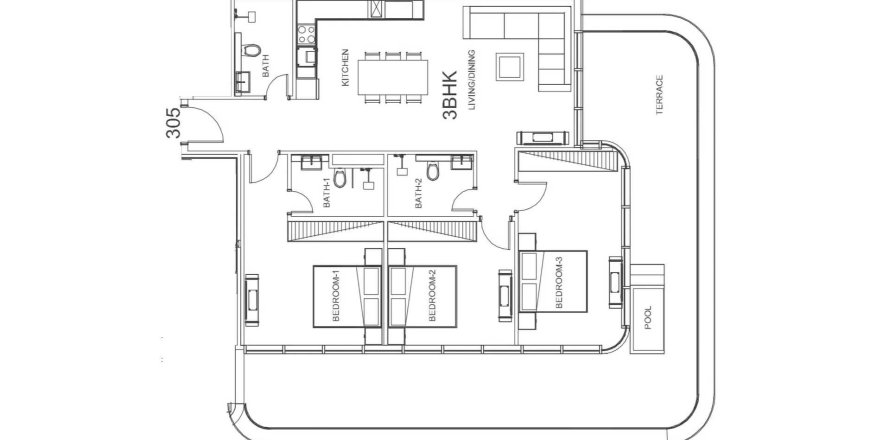 Dubai、UAEにあるマンション 3ベッドルーム、164.16 m2 No708992