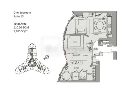 Apartament do wynajęcia w Downtown Dubai (Downtown Burj Dubai), Dubai, ZEA 1 sypialnia, 111.7 mkw., nr 705936 - zdjęcie 20