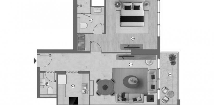 Apartamento em Dubai Design District, Dubai, EAU 1 quarto, 71.35 m2 № 640124