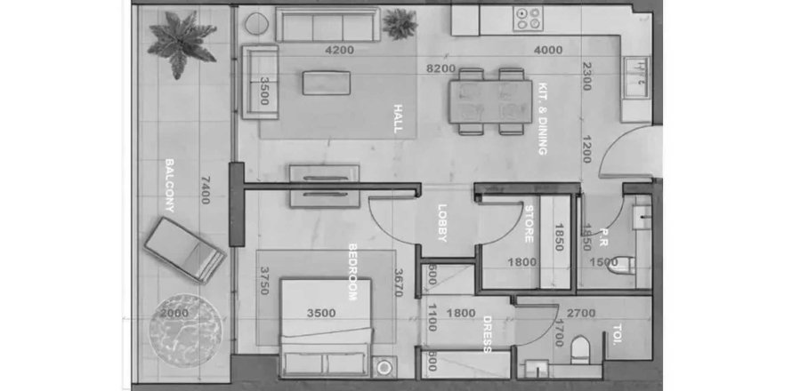 Apartemen di Sky Harmony by Peace Homes di Jumeirah Village Circle, Dubai, UEA 1 kamar tidur, 77.7 m2 nomor 719557