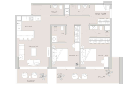 Jumeirah Village Triangle, Dubai, संयुक्त अरब अमीरात में अपार्टमेंट, 1 बेडरूम, 69 वर्ग मीटर, संख्या 690306 - फ़ोटो 5