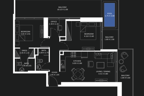 Huoneisto Jumeirah Village Circle, Dubai, Arabiemiraatit 1 huone, 36 m2 № 732790 - kuva 8