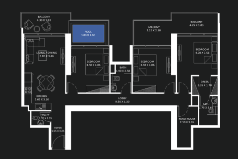 Huoneisto Jumeirah Village Circle, Dubai, Arabiemiraatit 1 huone, 36 m2 № 732790 - kuva 9