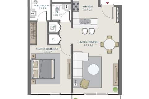 Lägenhet till försäljning i Dubai, UAE 1 sovrum Nr. 690278 - fotografi 4