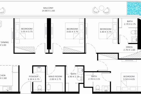 Byt v BAYZ 101 v Business Bay, Dubai, SAE 35 m² Č.: 704976 - fotografie 10