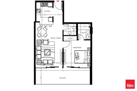 Leilighet til salgs i Meydan, Dubai, Emiratene 1 soverom, 79.7 kvm Nr. 638388 - Foto 16