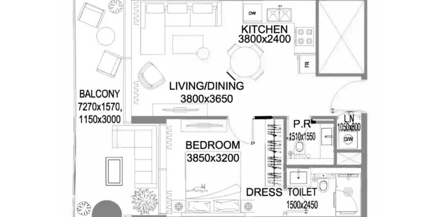 Korter asukohaga The WOW Tower asukohaga Dubai Land, AÜE: 1 magamistoaga, 64.8 m² Nr 705480