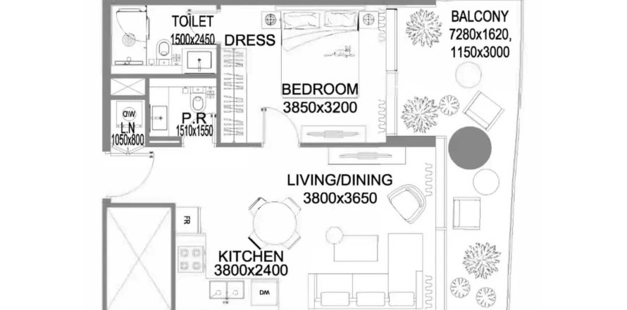 Korter asukohaga The WOW Tower asukohaga Dubai Land, AÜE: 1 magamistoaga, 64.84 m² Nr 705481