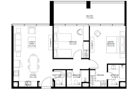 Apartmán v Aljada, Sharjah, SAE 1 spálňa, 67 m2 č. 689914 - Fotografia 5