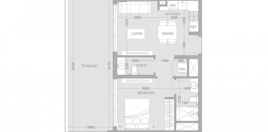Apartmán v 1WOOD Residence 2 v Jumeirah Village Circle, Dubai, SAE 1 spálňa, 68.37 m2 č. 634411