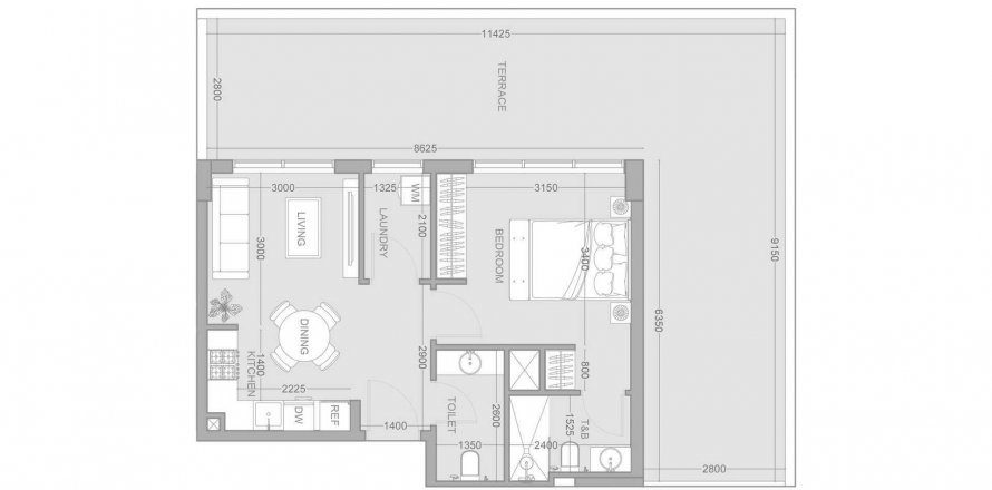 Apartmen di 1WOOD Residence 2 di Jumeirah Village Circle, Dubai, UAE 1 bilik tidur, 104.01 meter persegi № 634412