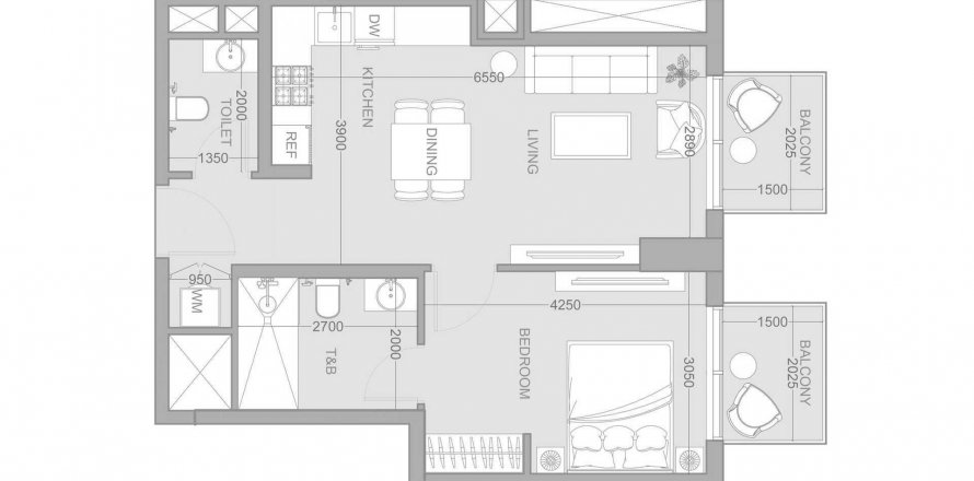Apartemen di 1WOOD Residence 2 di Jumeirah Village Circle, Dubai, UEA 1 kamar tidur, 59.59 m2 nomor 634410