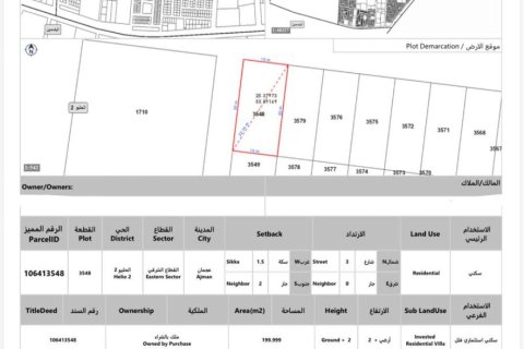Tomt til salgs i Al Helio, Ajman, Emiratene 200 kvm Nr. 681657 - Foto 2