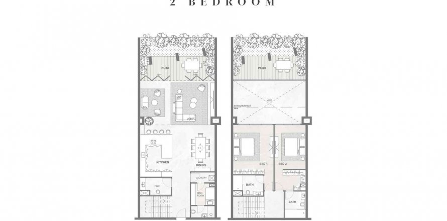 Apartment floor plan «2BR-1», 2 bedrooms in NASIM LOFTS