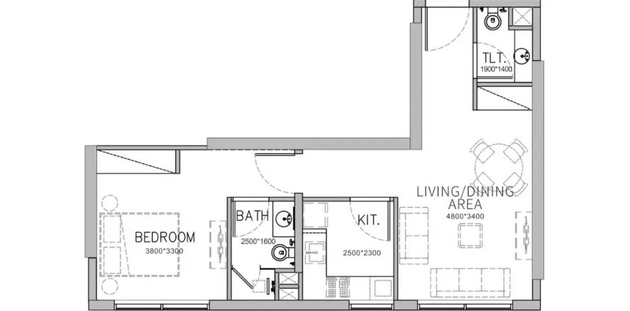 Apartmen di Stamn Yuni di Al Satwa, Dubai, UAE 1 bilik tidur, 57.15 meter persegi № 712349