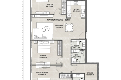 Apartmen di Dubai, UAE 1 bilik tidur, 79 meter persegi № 690299 - foto 6