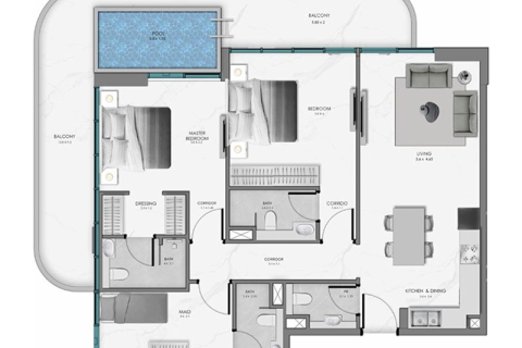 Dubai, संयुक्त अरब अमीरात में अपार्टमेंट, 1 बेडरूम, संख्या 690297 - फ़ोटो 4