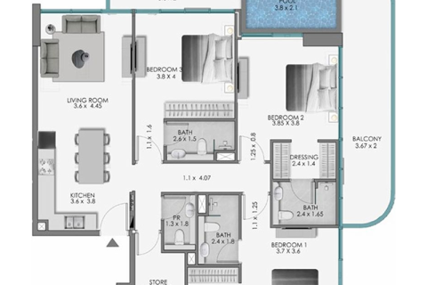 Dubai, संयुक्त अरब अमीरात में अपार्टमेंट, 1 बेडरूम, संख्या 690297 - फ़ोटो 5