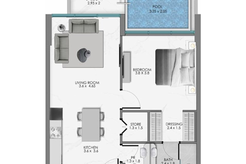 Dubai, संयुक्त अरब अमीरात में अपार्टमेंट, 1 बेडरूम, संख्या 690297 - फ़ोटो 3