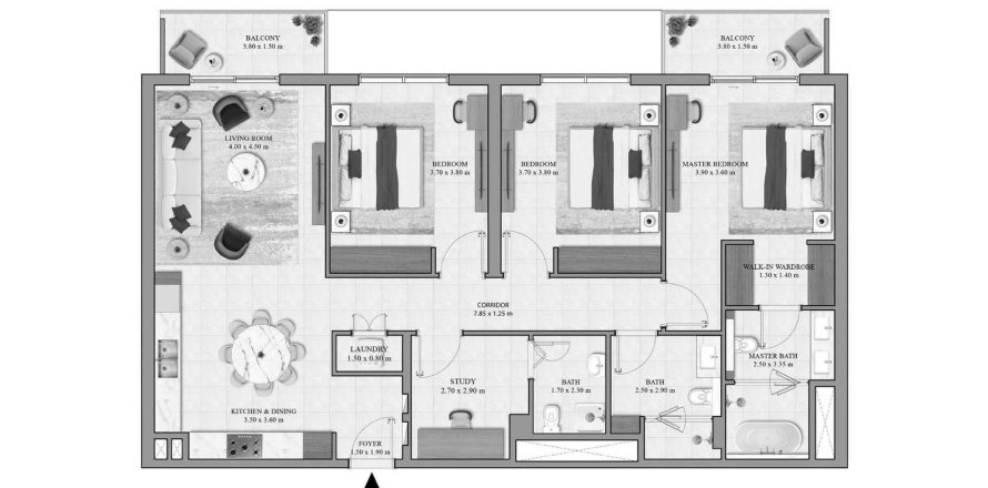 Lägenhet i Dubai South (Dubai World Central), Dubai, UAE 3 sovrum, 163 kvm Nr. 686581