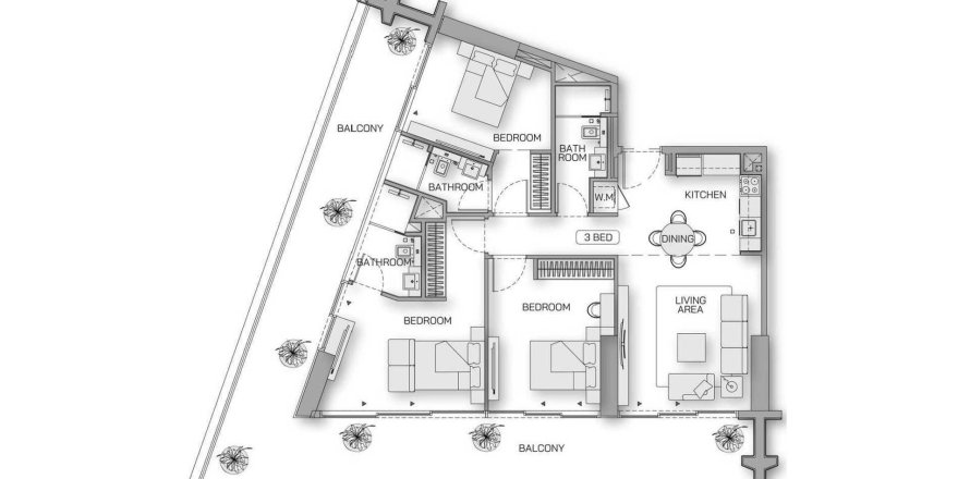Appartement in Al Jaddaf, Dubai, VAE 3 slaapkamers, 159 vr.m. nr 680486