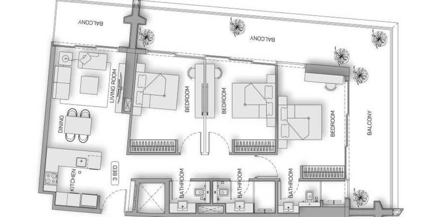 Apartemen di Binghatti Pinnacle di Al Jaddaf, Dubai, UEA 3 kamar tidur, 142 m2 nomor 680487