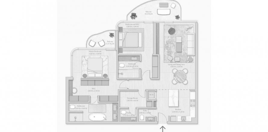Apartment in Esme Beach Residences in Dubai, UAE 2 bedrooms, 141.9 sq.m. № 637939