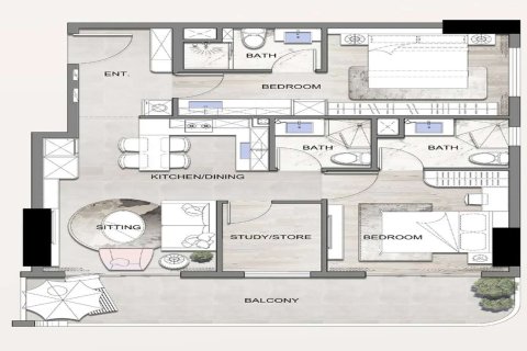 Byt v Listone Residence v International City, Dubai, SAE 1 pokoj, 32 m² Č.: 728566 - fotografie 14