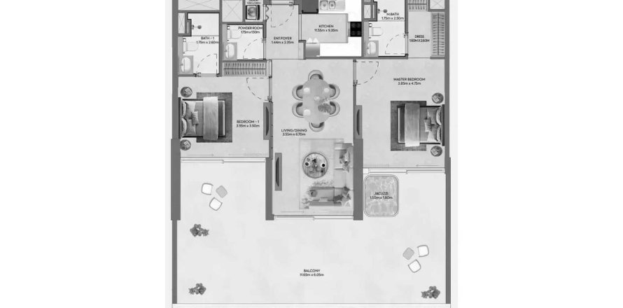 Apartament në Hermina by Casagrand në Dubai, Emiratet e Bashkuara Arabe 2 dhoma gjumi, 153.48 m2. № 713509