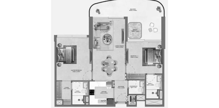 Apartament në Hermina by Casagrand në Dubai, Emiratet e Bashkuara Arabe 2 dhoma gjumi, 115.2 m2. № 713508