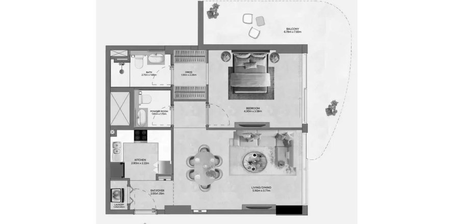 Appartement à Dubai, EAU: 1 chambre, 88.54 m2 № 713505